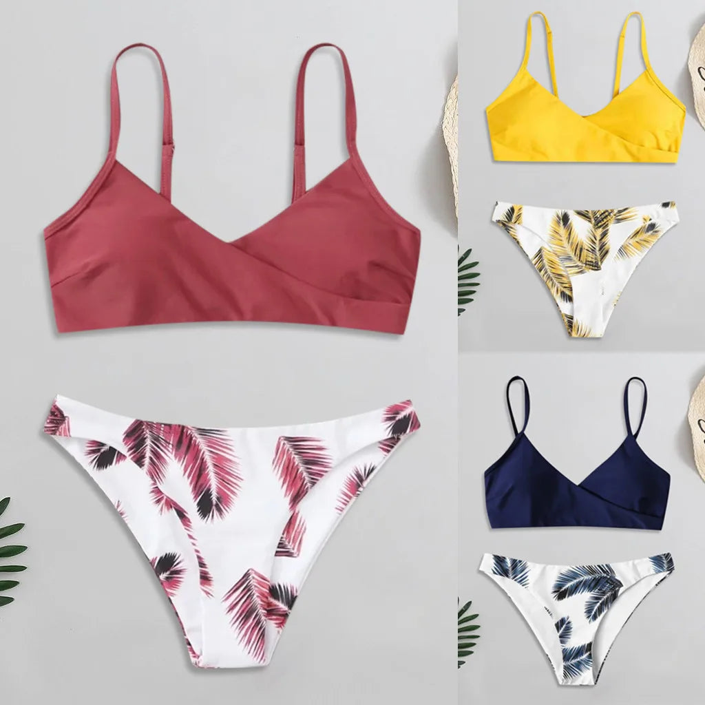 qgtao Floral Print Padded Swimsuit Bikini Set Women Push Up Y2k 2 Piece Swimwear Luxury Cover Up Beachwear Beach Mujer купальник