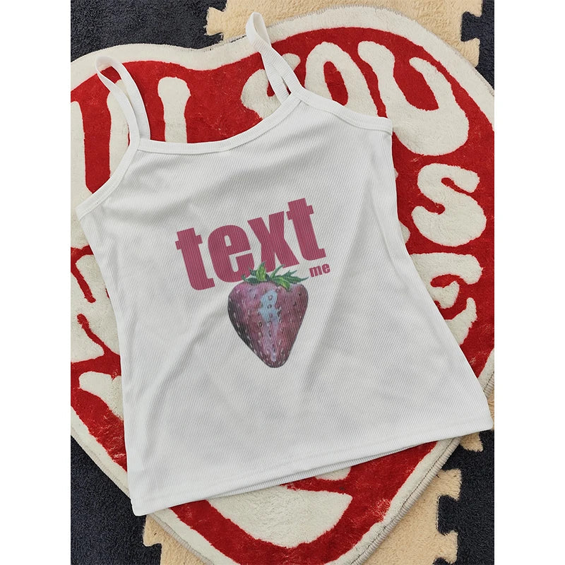qgtao Y2k Street Crop Tops Women's Short Sleeve O Neck Clothes Sexy T-shirts Sling Vest Graphics Print Summer Female Slim Baby Tees