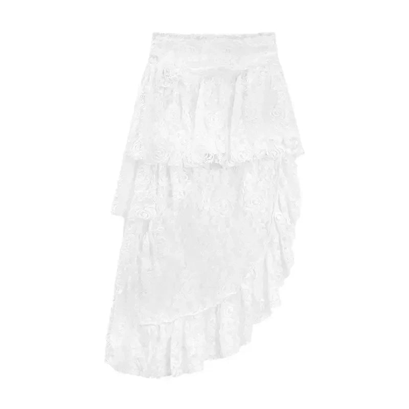 qgtao Lace Irregular Skirts Y2k Aesthetic Bohemian Beach Casual Design Casual Ruffled Fairy Sexy Harajuku Skirts 2024 Spring