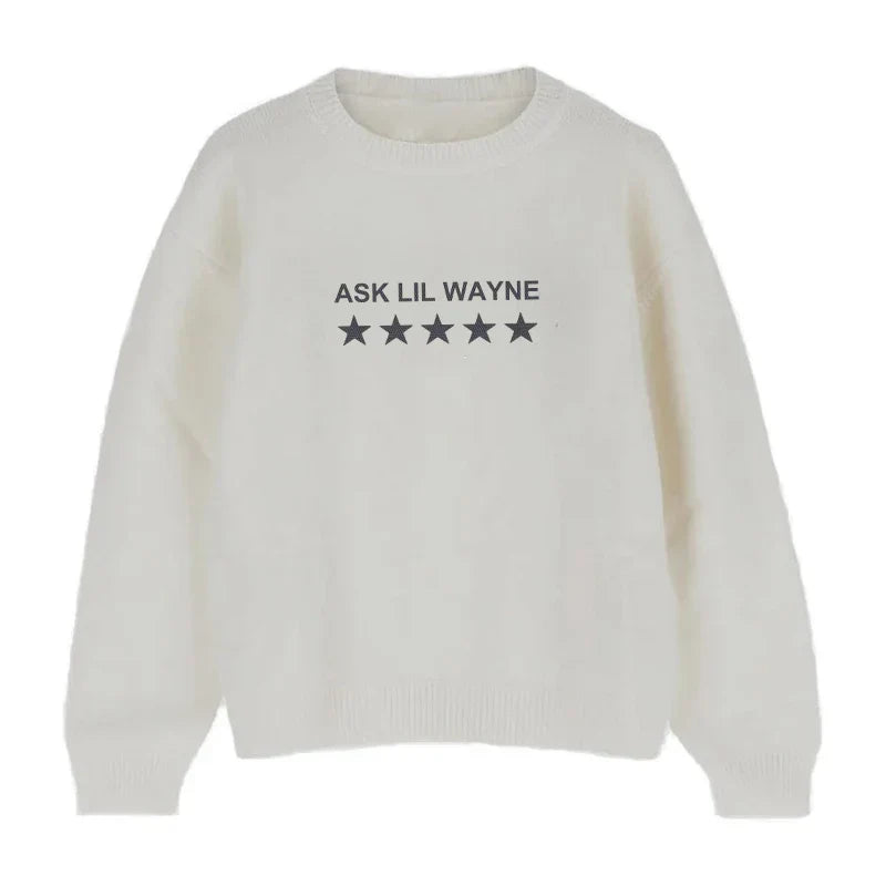 qgtao Y2K Sweaters Harajuku Pullover Autumn Winter Long Sleeve Knitwear Streetwear Punk Jumper Women Graphic Clothes Vintage Warm Tops