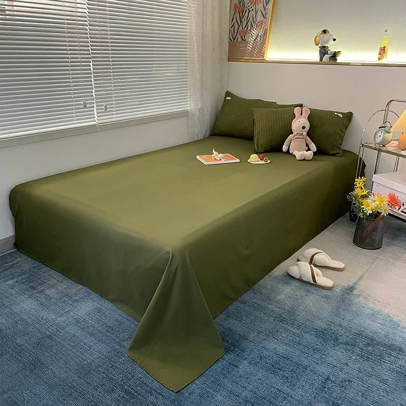 Yeknu Waffle Four Piece Set Simple Washed Cotton Solid Color Bed Sheet Duvet Cover Pillowcase No Duvet and Pillow Core Bedding Set