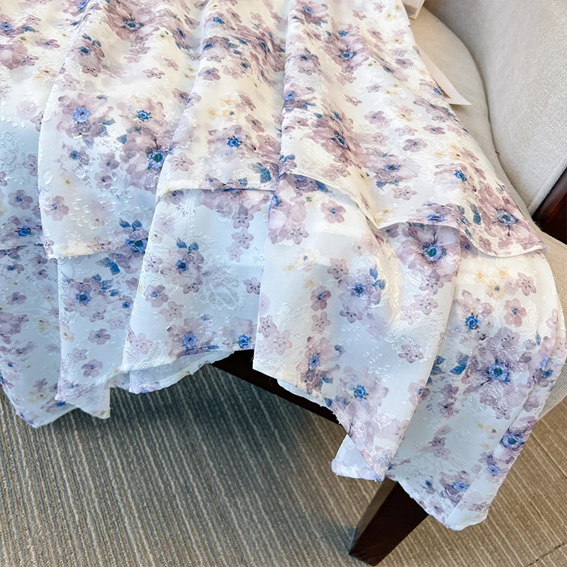 qgtao Plus-size women's Summer casual dress Halter Strap Layered hem Design Polyester knee-length party dress Comfortable floral dress