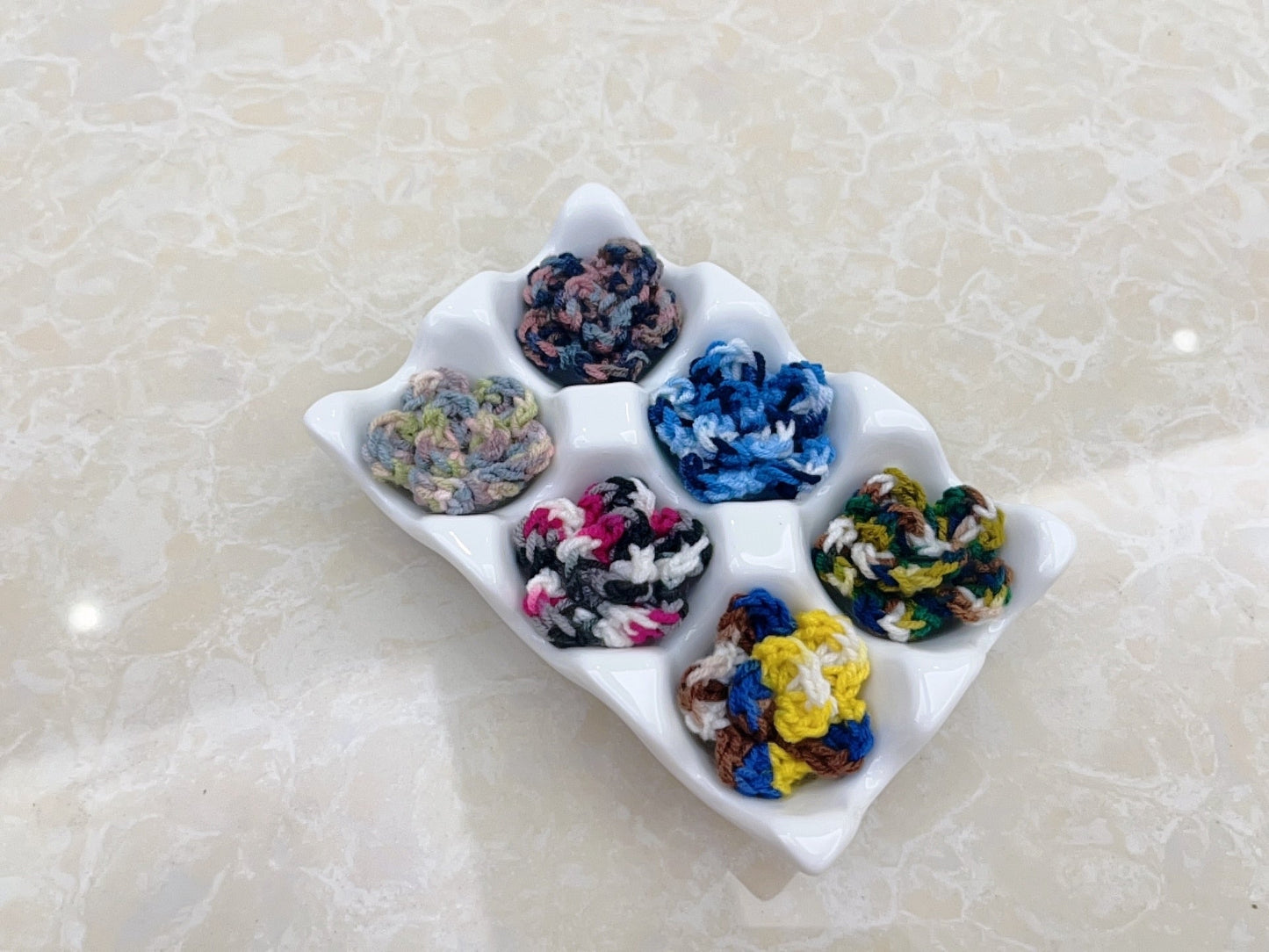 Handmade Knitted Halloween Decoration Flowers 6pc with Jewelry Dish DIY Flowers 4cm  Home Accessories Bedroom Living Room Decor