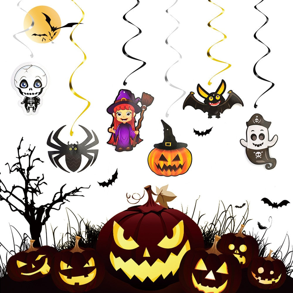 6pc Ceiling Hanging Swirl Halloween Party Hanging Decoration Home Horror House Festival Party Supplies DIY Event Party Ornaments