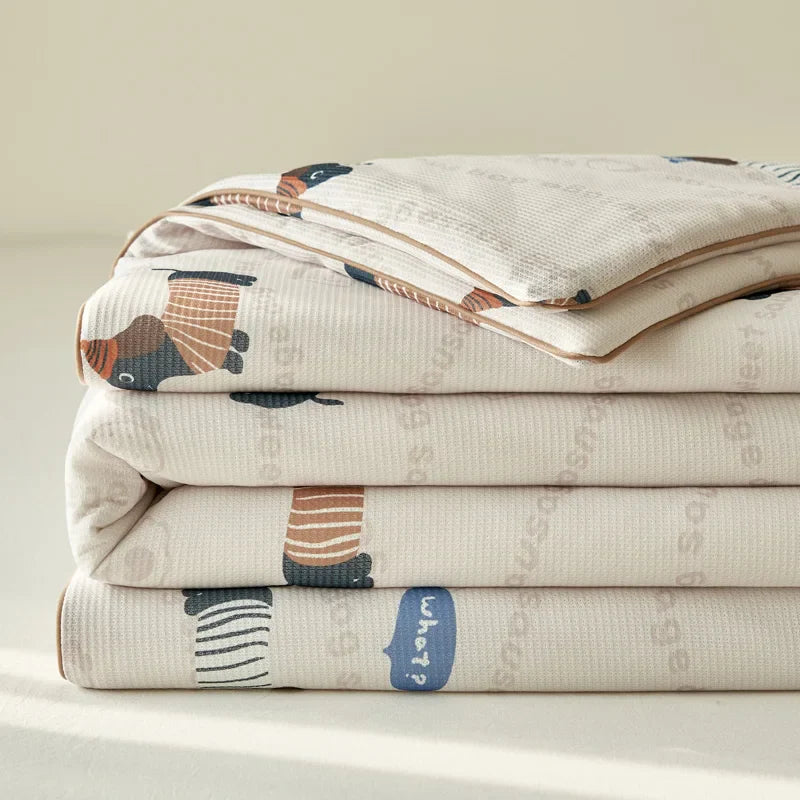 Yeknu Summer Quilt Class A Knitted Aerobic Cotton Printed Soybean Quilt Summer Bedspread Home Textiles