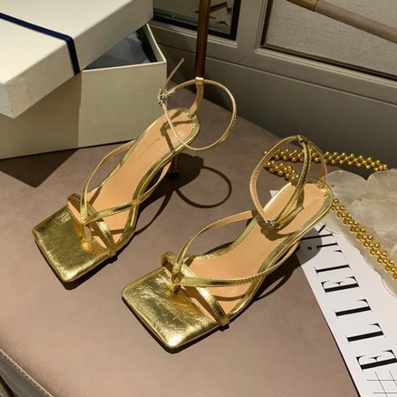 qgtao 2024 Summer Women 7Cm High Heels Flip Flops Sandals Fetish Platform Pleaser Yellow Gold Sandles Stripper Sexy Luxury Brand Shoes