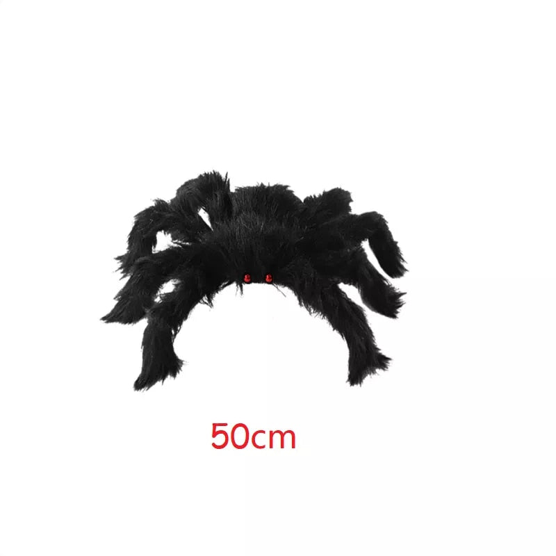 30cm, 50cm, 75cm, 90cm Oversized Plush Black Spider Halloween Party Decoration Outdoor Home Bar Haunted House Horror Props