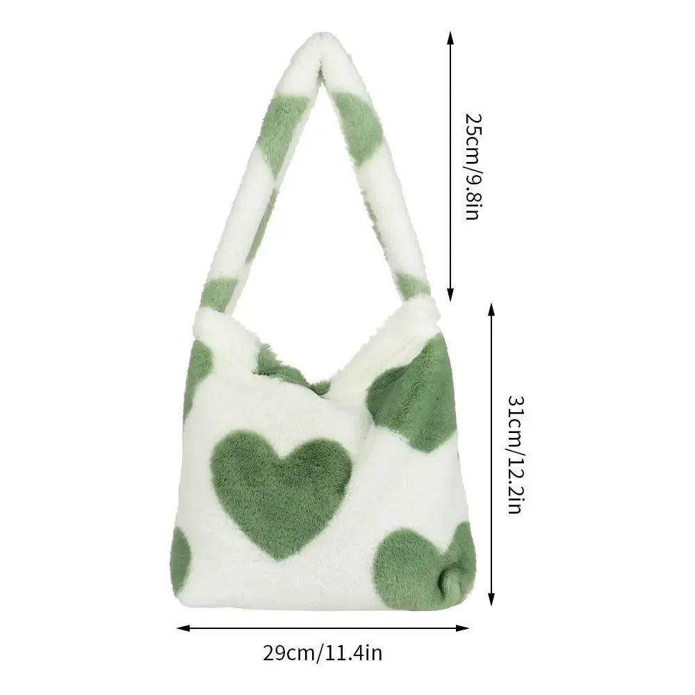 qgtao Women Fluffy Shoulder Bag Top-handle Bag Female Autumn Winter Handbag Plush Tote Girls Fashion Shopping Bags Handbags for Women