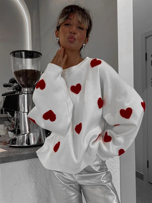 Tossy Casual Kawaii Loose Sweater Pullover For Women Fashion Long Sleeve High Street Printed Camisola Female Patchwork Sweater