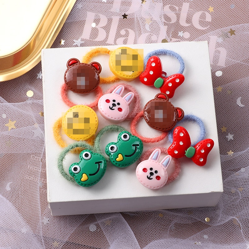 10PCS/Set Girls Cute Hair bands Elastic Rubber Band Headwear Hair Accessories Kids Cartoon Animals Headband Ornaments Gift