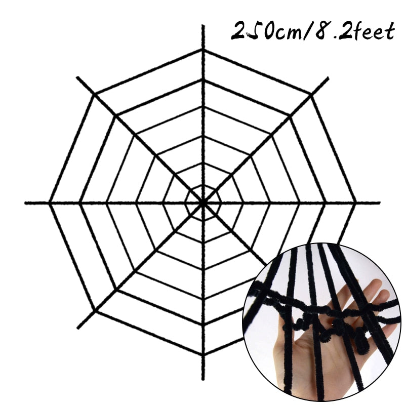 150/200cm Black Scary Giant Spider Huge Spider Web Halloween Decoration for Home Bar Haunted House Props Holiday Outdoor Decor