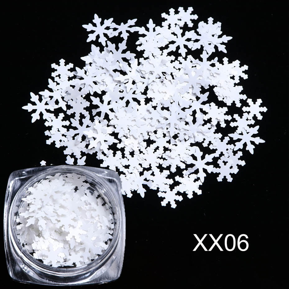 1 box White Snowflake 3D Nail Art Sequins Winter Christmas Snow Flakes Holographic Charms Polishing Gel Accessories SA1980