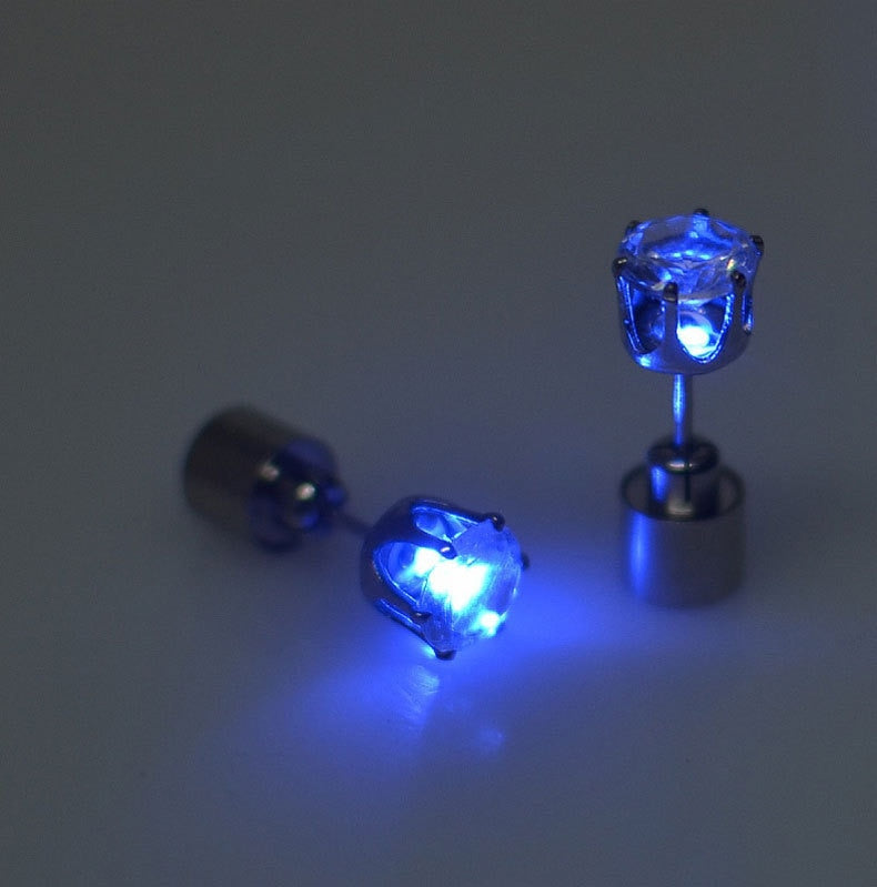 1 Pair Light Up LED Bling Ear Stud Rings Korean of Flash Zircon Rings Accessories for Party Women Christmas Rings Glow Stick