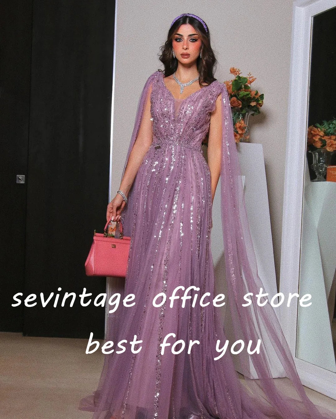 qgtao vintage Purple Beading Sequined Prom Dresses Cap Sleeves Saudi Arabic A-Line Evening Gowns Formal Occasion Dress 2024
