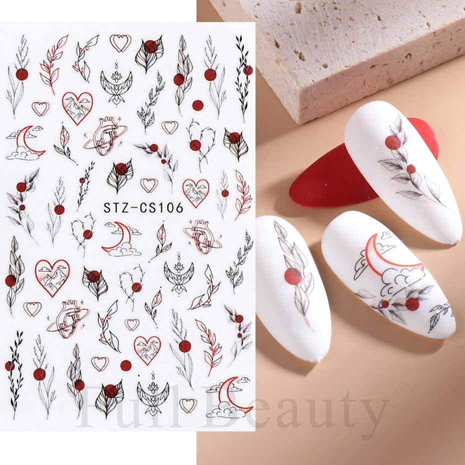 3D Christmas Sticker for Nails Cute Cartoon Sliders Snowflake Elk Xmas Tree Decal Gel Polisn Manicure Nail Art Decor SACA717-724