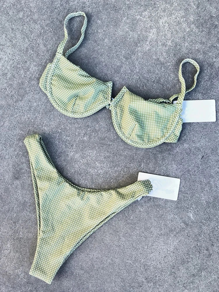 qgtao 2024 New Sexy V Neck Bikini Swimwear Women Two Pieces Swimsuit Push Up Bikini Set Brazilian Bathing Suit Beachwear Swimming Suit