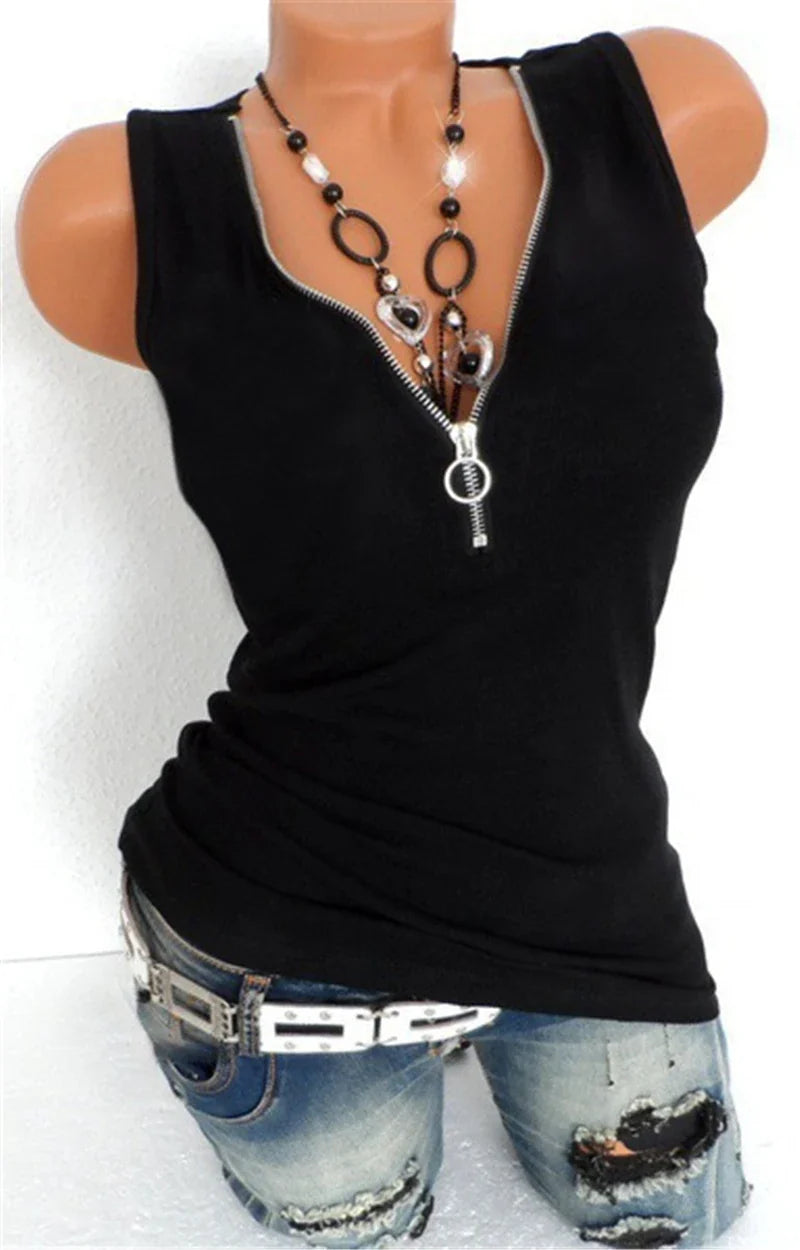 Sexy Harajuku Tshirt Blusas T Shirt Women Sleeveless Casual Y2K Top Tee Fashion Black Red Summer T-Shirt Woman Clothes V-Neck