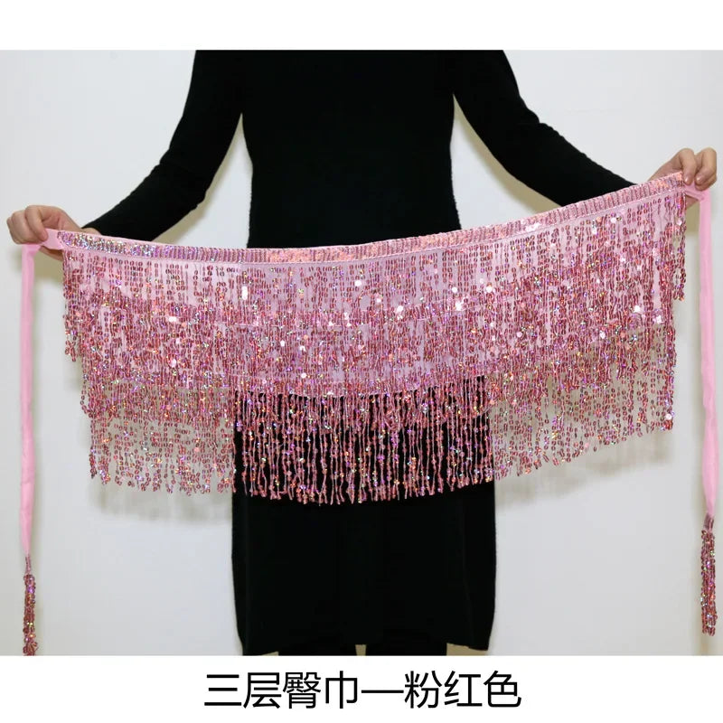 Sexy Sequins Tassel Dancewear Mini Skirt Women Clothes Jupe Femme Belly Dance Skirts Ladies Faldas Performance Stage Bottom Saia