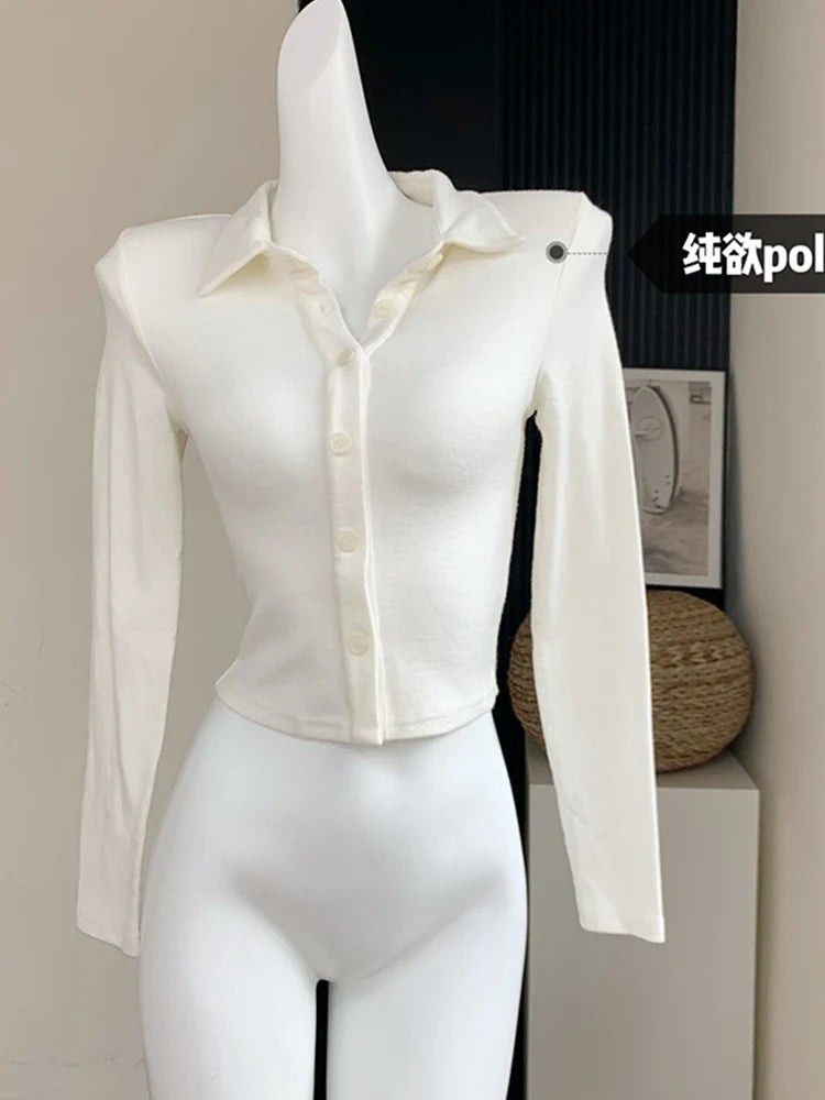 qgtao Korean Y2k Two Piece Sets Fall Outfits Office Women Skirt Sets Lapel Cardigan Crop Tops + Suspender Mini Skirt Elegante Clothes