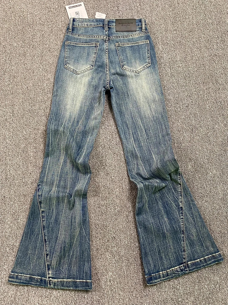 Women's Blue Jeans Vintage Korean Baggy Cowboy Pants Harajuku Wide Denim Trouser 90s Aesthetic Y2k 2000s Trashy Emo Clothes 2024