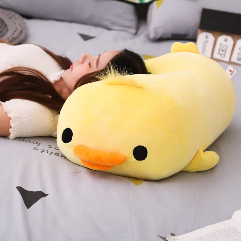 qgtao Cute Down Cotton Lying Duck Stuffed Yellow Duck Plush Toy Soft Children Pillow Cushion Nice Christmas Gifts for Girls Room Decor