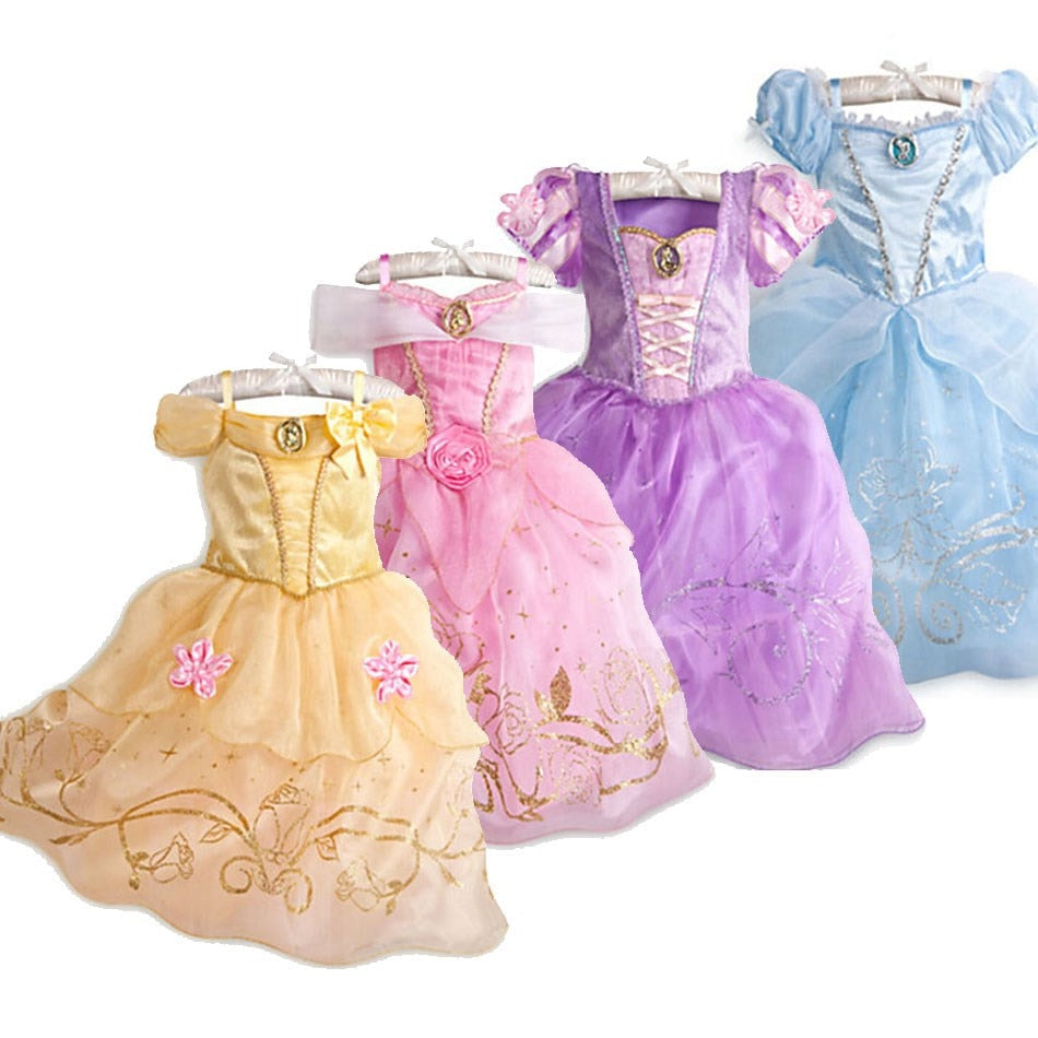 Kid Princess Dress Girl Summer Fancy Party Clothes Children Rapunzel Cinderella Belle Sleeping Beauty Christmas Carnival Costume
