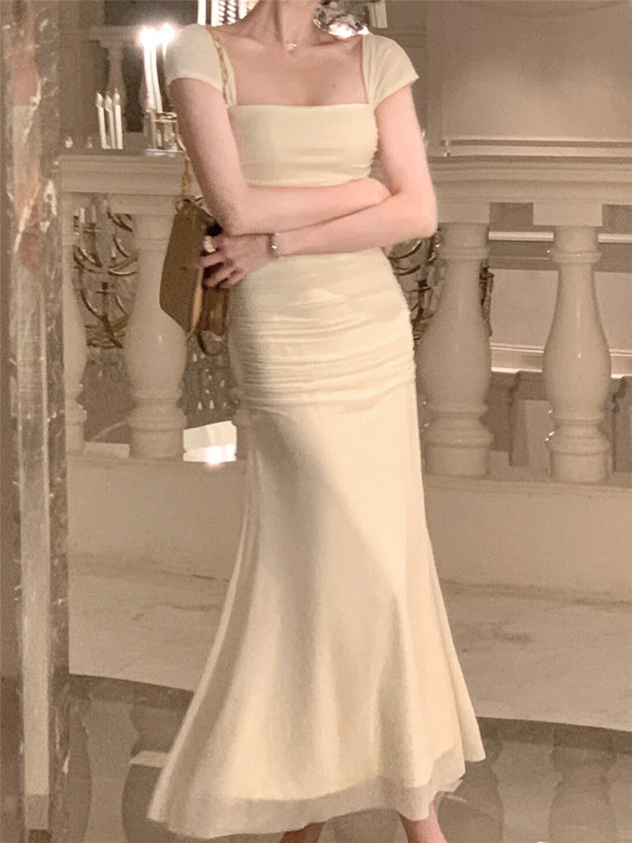 qgtao Dress Women Elegant Summer 2024 New Fashion Evening Party Ladies Vestidos Vintage Bodycon Clothes Female Korean Midi Dresses