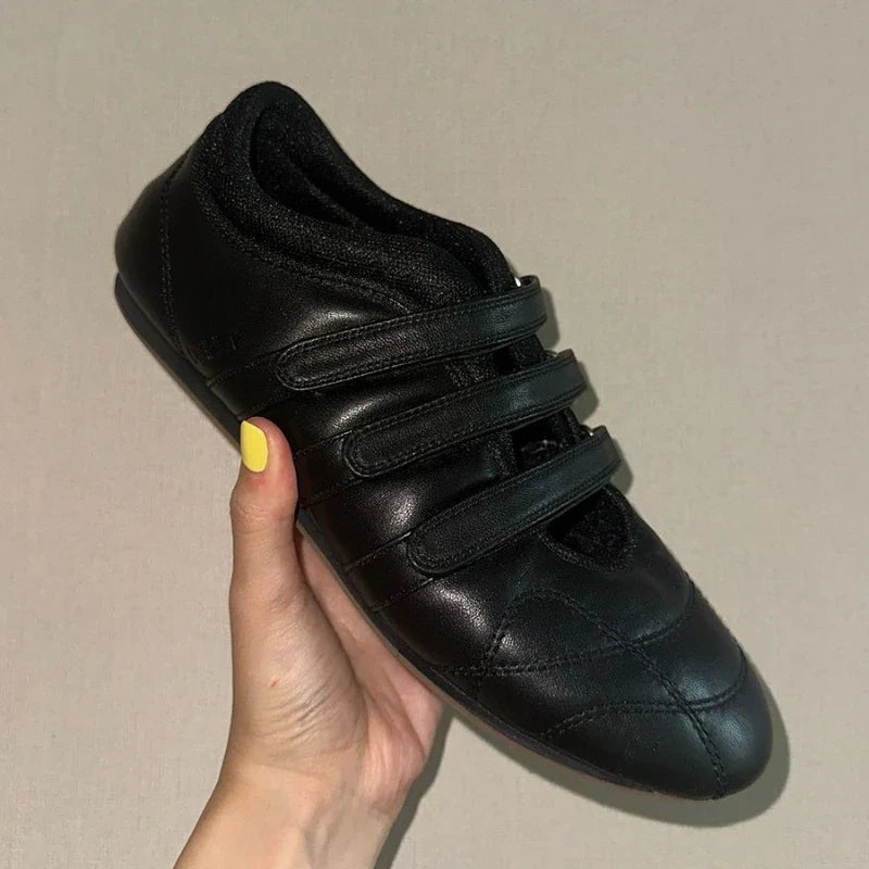 qgtao ballet shoes 2024 autumn and winter fashion new round head sports flat women's shoes velcro Mary Jane shoes