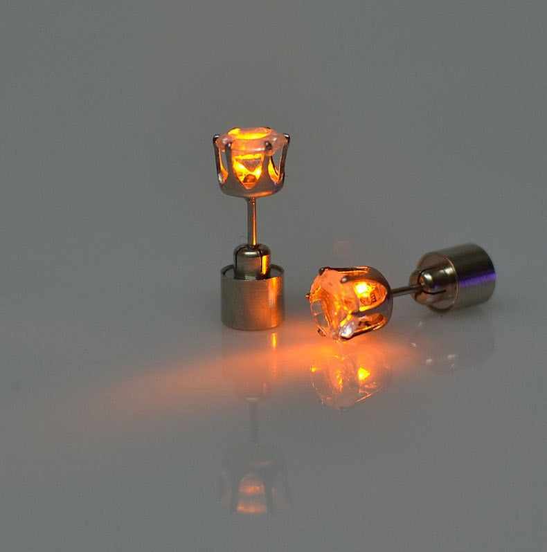 1 Pair Light Up LED Bling Ear Stud Rings Korean of Flash Zircon Rings Accessories for Party Women Christmas Rings Glow Stick