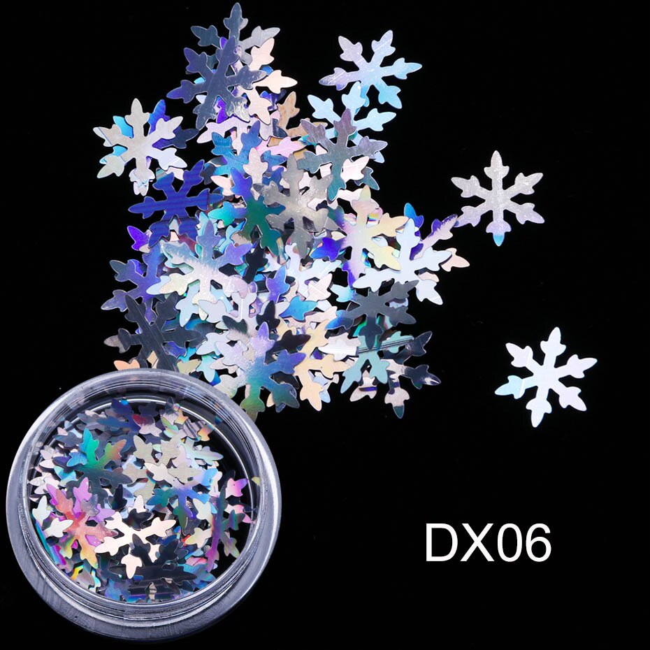 1 box White Snowflake 3D Nail Art Sequins Winter Christmas Snow Flakes Holographic Charms Polishing Gel Accessories SA1980