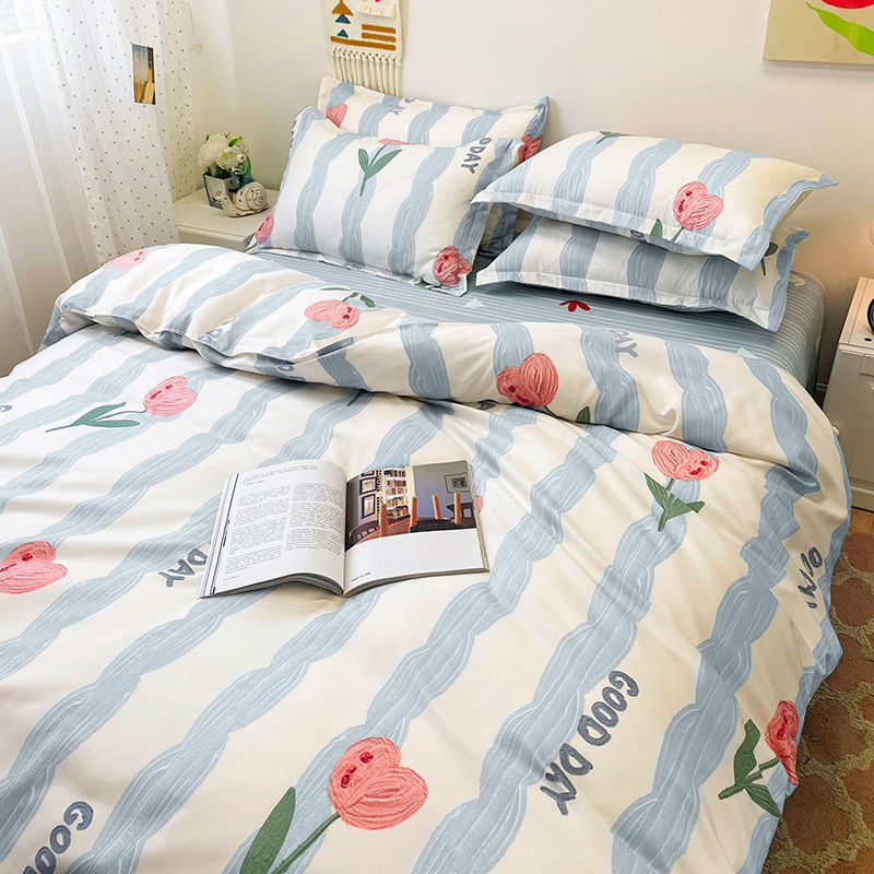 Yeknu Grey Bedding Set Solid Color Flat Sheet Duvet Cover No Filling Pillowcase Bed Linens Polyester Twin Queen Size Home Textile