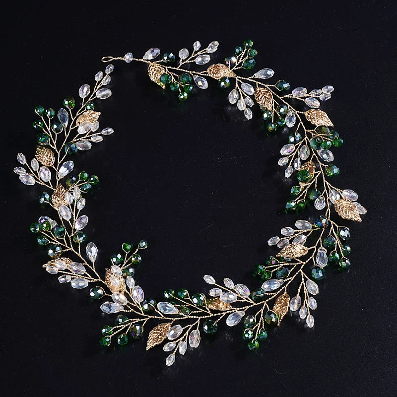 qgtao - Gold Alloy Crystal Bead Flower Headband Hair Accessories Tiaras Bridal Headwear Wedding Hair Jewelry Party Prom Headpiece