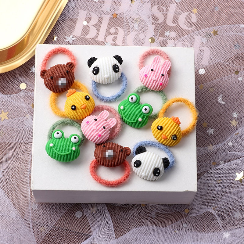 10PCS/Set Girls Cute Hair bands Elastic Rubber Band Headwear Hair Accessories Kids Cartoon Animals Headband Ornaments Gift