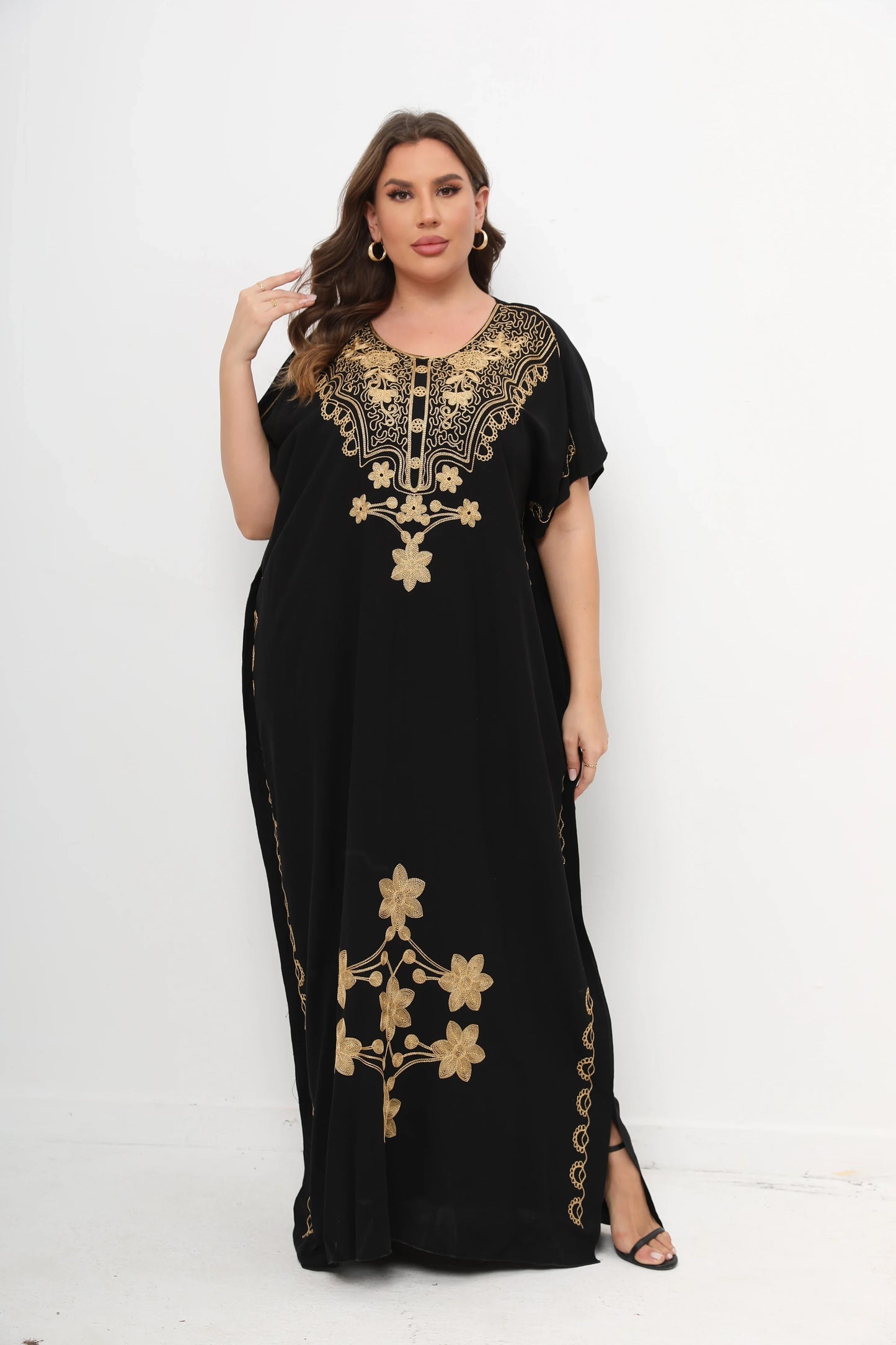 qgtao New African Plus Size Women Dashiki Abaya 100% Cotton Maxi Dresses For Women Short Sleeves Kaftan Loose Fit Femme Robe