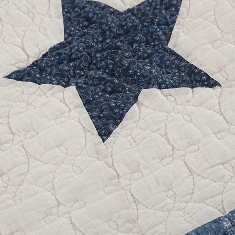 Yeknu Double Bed Cotton Printed Patchwork Pentagram Set Of 3 Quilted Quilt Light Quilt Pillowcase