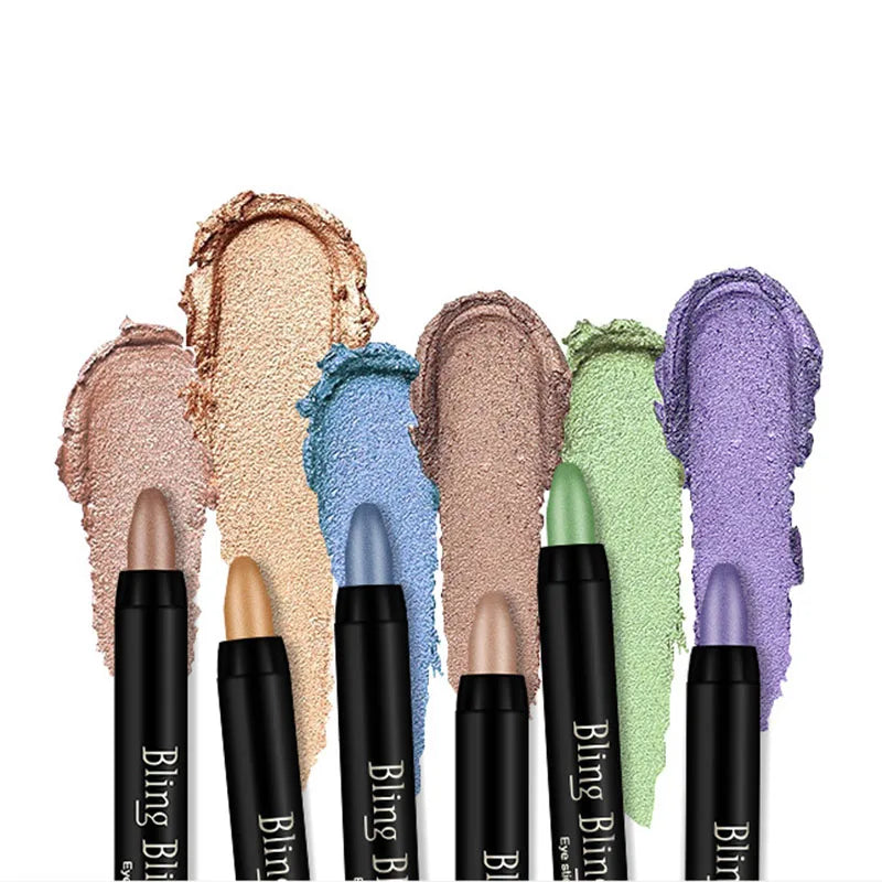 qgtao - Waterproof Pearlescent Eyeshadow Pencil Stick 16 Colors Lasting Glitter Shimmer Eye Shadow Pen Eyeliner Stick Eyes Makeup Tools