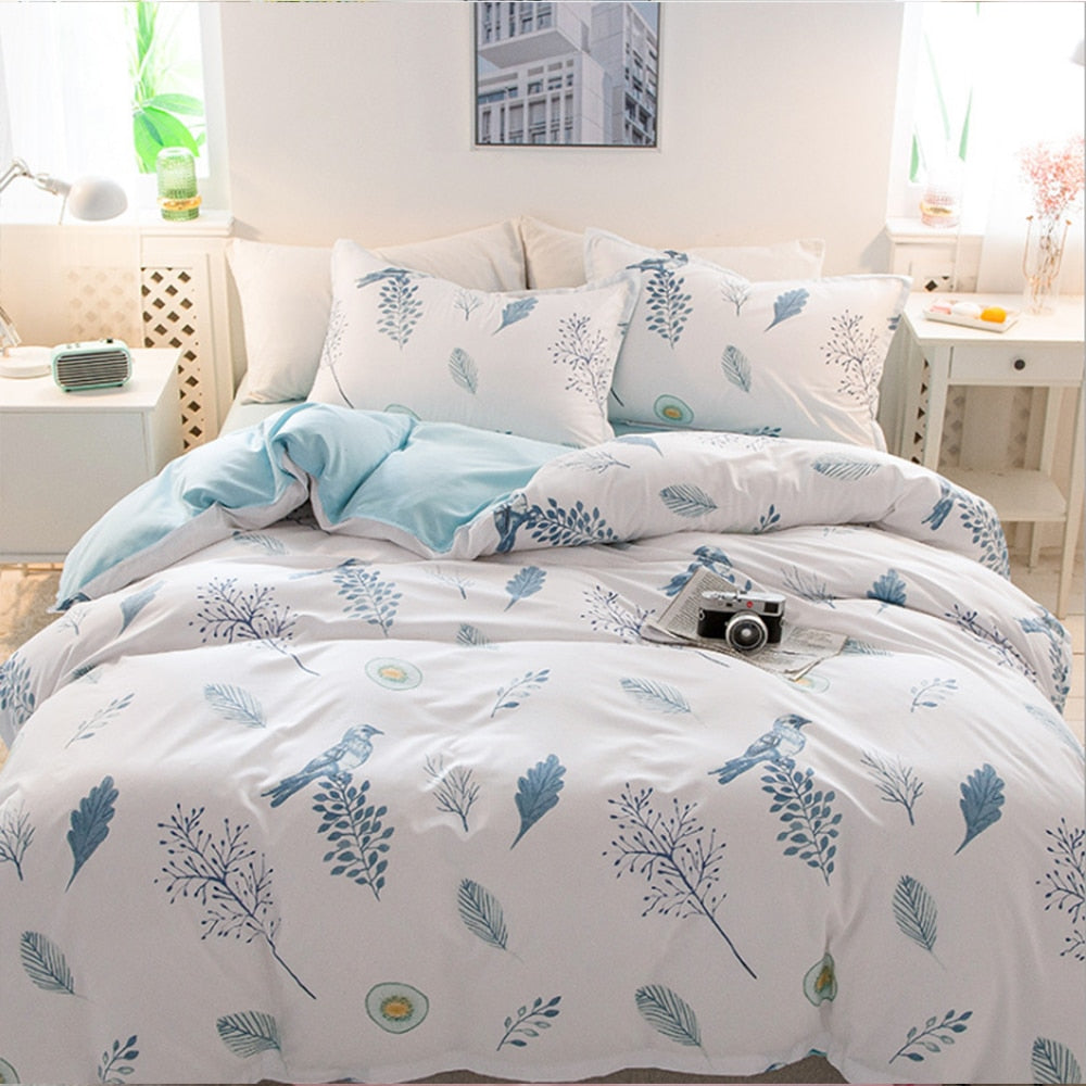 Yeknu Cartoon Pattern 4-Piece Flat Sheet Quilt Cover Pillow Case Family Bed Sheet Children's Bedding Set 4-Piece Set
