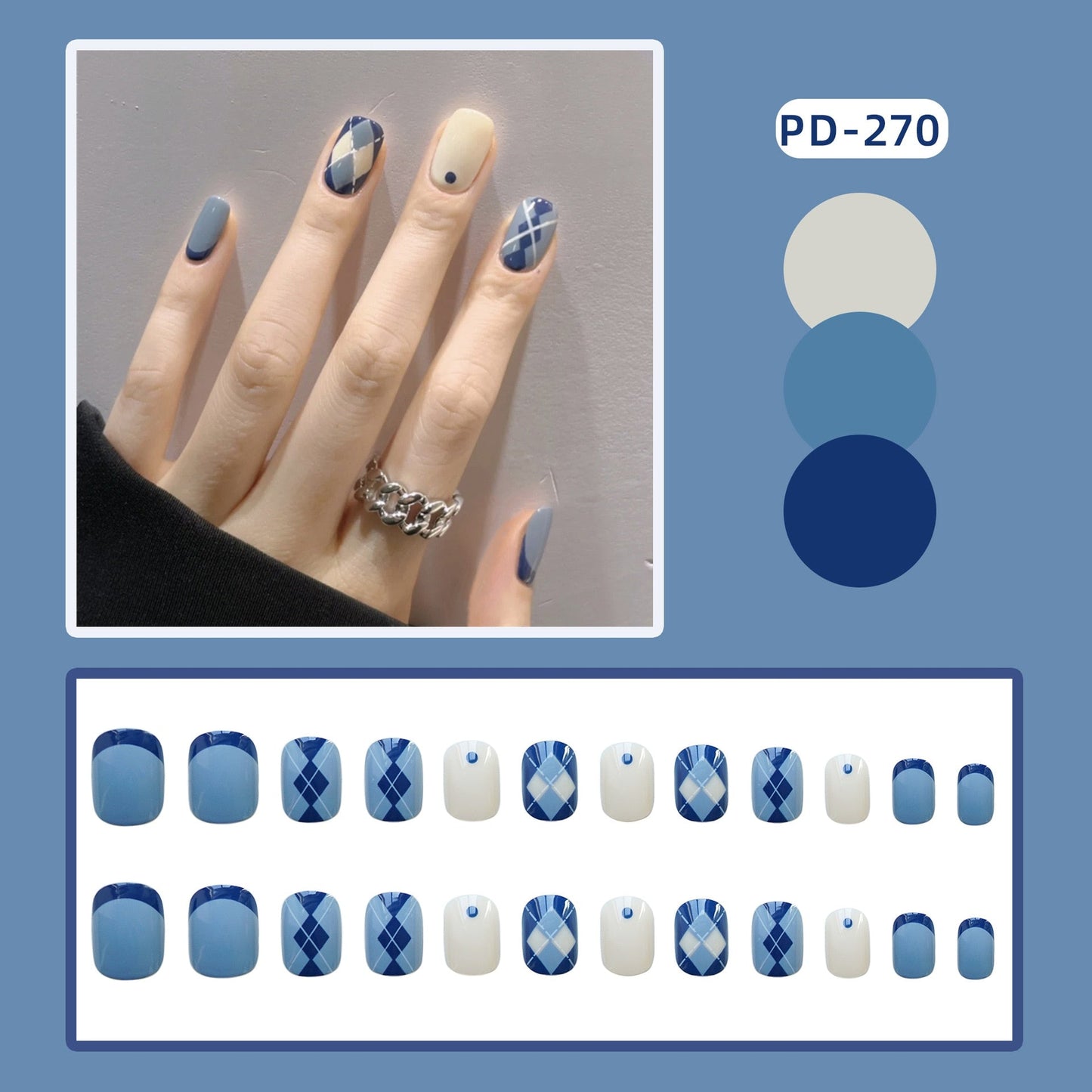 24pcs/box Christmas Fake Nails Style Art Nail Tips Press on False with Glue Designs Set Full Cover Artificial Short Fingernails