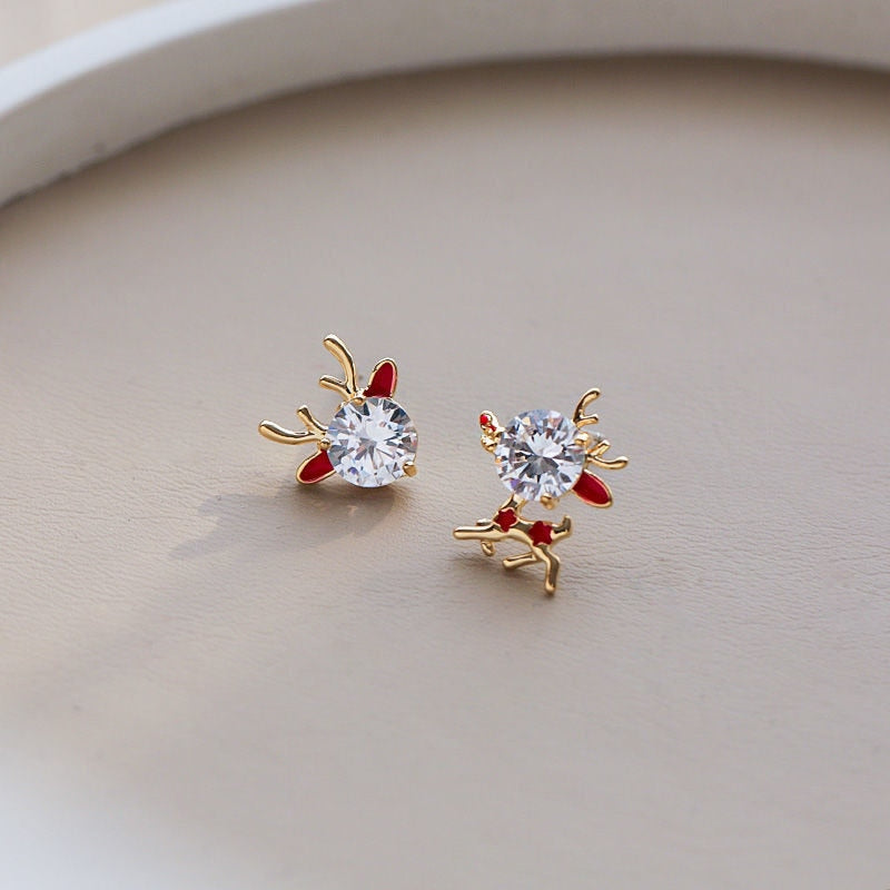 Cute Christmas Elk Dangle Earrings For Women Charm Xmas Deer Star Bowknot Round Ball Drop Earring Girls New Year Party Jewelry