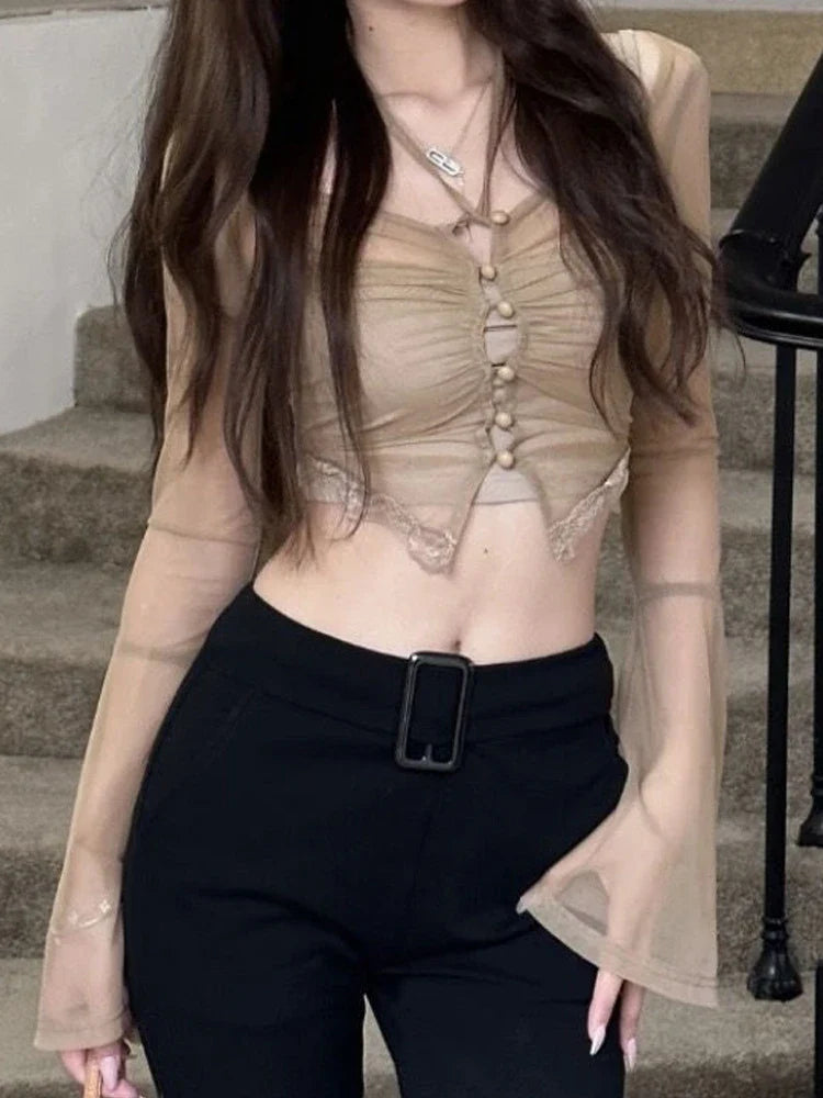 qgtao Y2K T-Shirts Women Hotsweet Slim Crop Tops Female Sexy Irregular 2 Piece Set Ladies Spicy Girl Fashion Basic Tight T Shirt