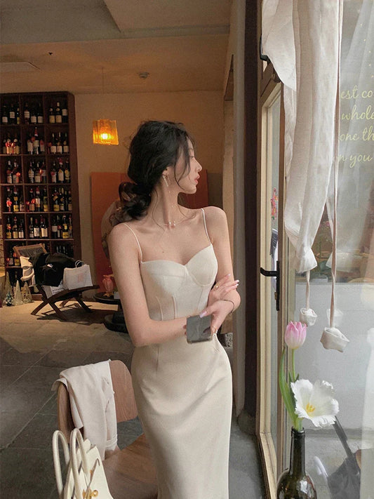 qgtao-Luxury Corset Ruched Midi Dress for Women Spaghetti Strap Sexy Bodycon Elegant Slim Party Evening Dress Vestidos Summer 2023