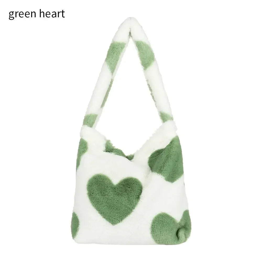 qgtao Women Fluffy Shoulder Bag Top-handle Bag Female Autumn Winter Handbag Plush Tote Girls Fashion Shopping Bags Handbags for Women