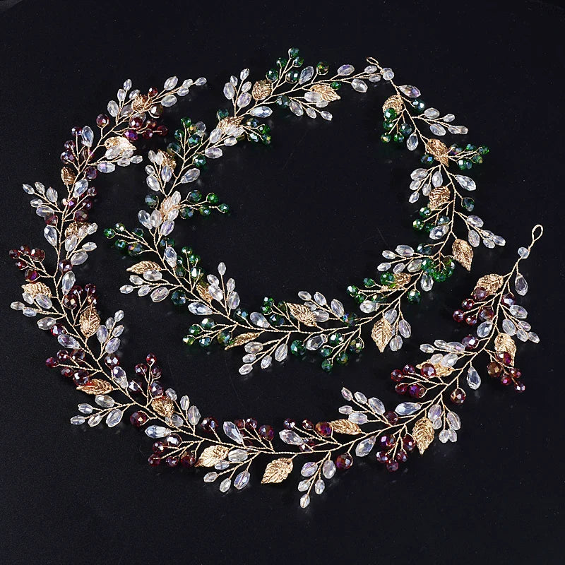 qgtao - Gold Alloy Crystal Bead Flower Headband Hair Accessories Tiaras Bridal Headwear Wedding Hair Jewelry Party Prom Headpiece