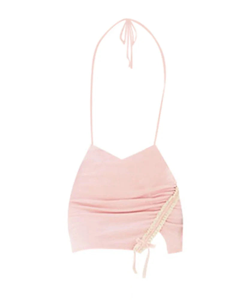 qgtao 2000s Japanese Fashion Gyaru Hot Sexy Fairy Core Outfits 3 Piece Set Kawaii Camisole + Coquette Bolero + Mini Micro Skirt
