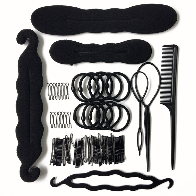 Women Girls Donut Hair Bun Maker Disk Curler Roller Braiding Tool DIY Hair Twist Clip Styling Tools Hairstyle Accessories