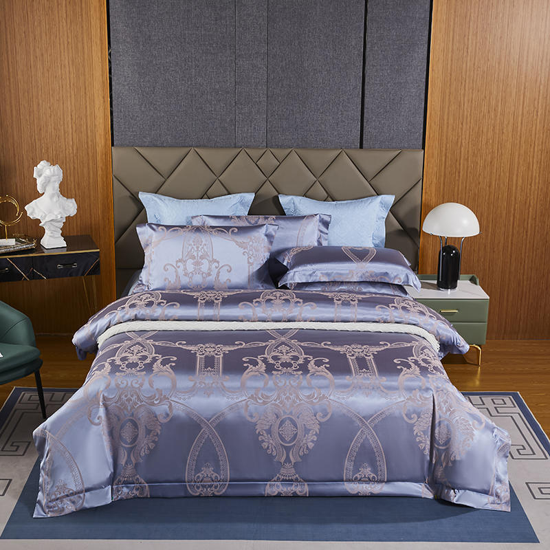 Yeknu Luxury 4pcs European Jacquard Embroidery Pure Cotton Thickened Bedspread Wedding Room Bedding Quilt Cover Pillowcase