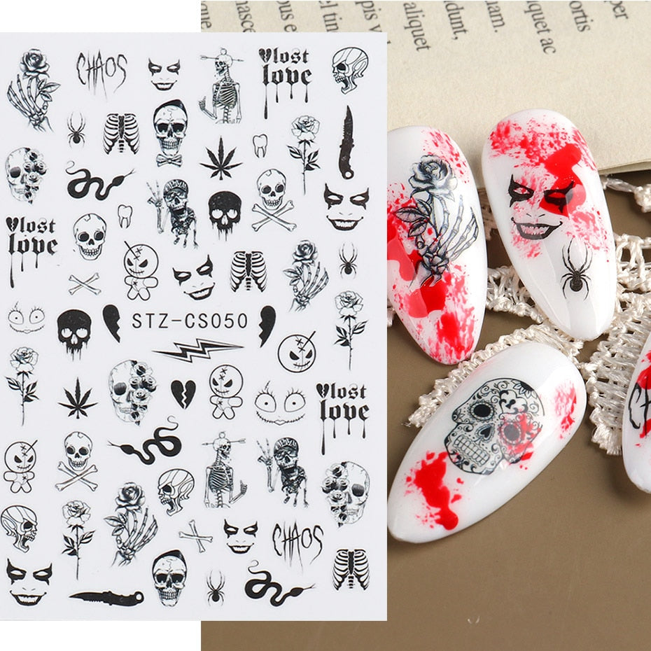 3D Christmas Sticker for Nails Cute Cartoon Sliders Snowflake Elk Xmas Tree Decal Gel Polisn Manicure Nail Art Decor SACA717-724
