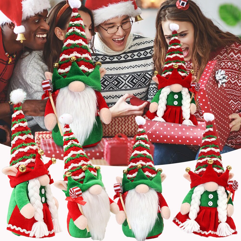 Christmas Gnomes Plush Elf Faceless Doll with Bell for Home Decor Handmade Tomte Swedish Gnome Scandinavian Figurine