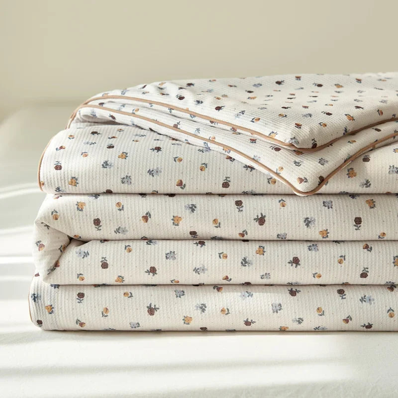 Yeknu Summer Quilt Class A Knitted Aerobic Cotton Printed Soybean Quilt Summer Bedspread Home Textiles