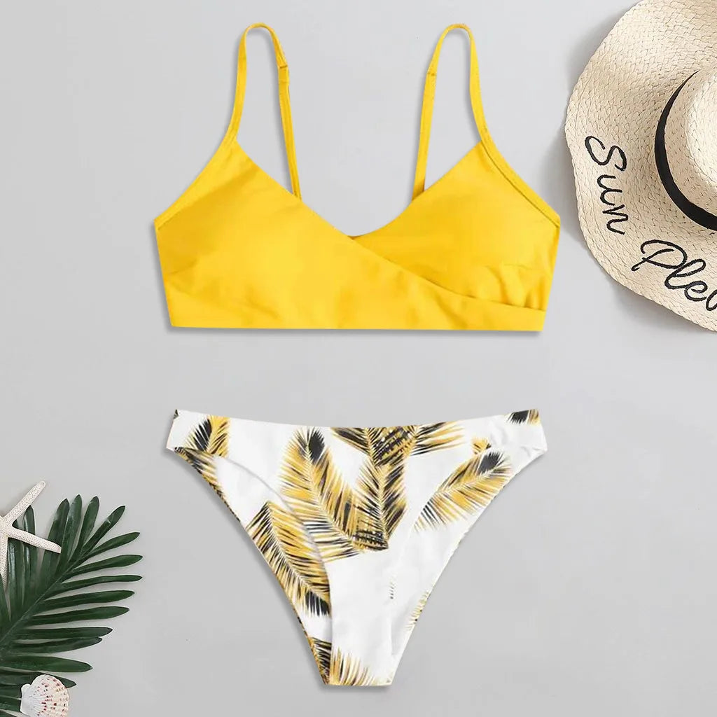 qgtao Floral Print Padded Swimsuit Bikini Set Women Push Up Y2k 2 Piece Swimwear Luxury Cover Up Beachwear Beach Mujer купальник